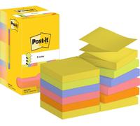 Post-it® Super Sticky Z-Notes Promotion, différentes couleurs fluo, 76 mm x 76 mm, 100 feuilles/bloc, 12 blocs/paquet, emballage carton, 100% PEFC, SGSCH-PEFC-COC-110078 | Paquet (1 unité)