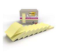 Post-it Super Sticky Z-Notes Recyclées 76 x 76 mm 3M - Boite de 8 blocs carrés de 70 feuilles dont 2 gratuits - Jaune Canari