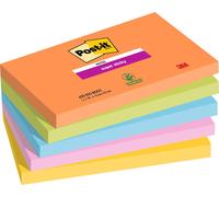 Post-it® SuperSticky 655-5SS-BOOS Bloc d'étiquettes Boost - 76 x 127 mm, 5x 90 Blatt, sortiert