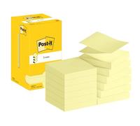 Post-it Z-Notes, 12 Blocs (1200 Feuilles), 76 mm x 76 mm, Jaune | Notes Autocollantes pour Dévidoir, Se prennent d'Une Main, pour Rappels, Listes et Messages ; Se Retirent sans Traces