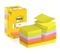 Post-it Z-Notes Autocollantes, Pack de 12 Blocs, 100 Feuilles par Bloc, 76 mm x 76 mm, Jaune, Orange, Rose, Vert, Violet - Feuillets Adhésifs pour Prise de Notes, Listes de Tâches et Rappels