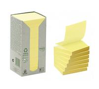 Post-it Z-Notes Autocollantes, Recyclés, Pack de 16 Blocs, 100 Feuilles par Bloc, 76 mm x 76 mm, Jaune Canari - Notes Autocollantes Fabriquées à partir de Papier 100% Recyclé