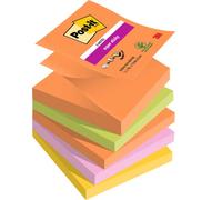 Post-it Notes repositionnables Z-Notes Super Sticky Boost 76 x 76 mm - Assorties - Lot 5 blocs de 90 feuilles