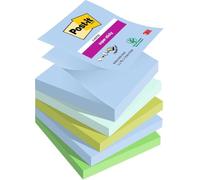 Post-it Z-Notes Autocollantes Super Sticky, Couleurs Oasis, Pack de 5 Blocs, 90 Feuilles par Bloc, 76 mm x 76 mm - Feuillets Super Adhésifs pour Prise de Notes, Listes de Tâches et Rappels