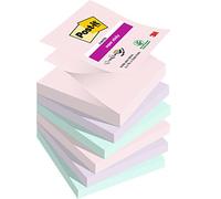 Post-it Z-Notes Autocollantes Super Sticky, Couleurs Soulful, Pack de 6 Blocs, 90 Feuilles par Bloc, 76 mm x 76 mm - Feuillets Super Adhésifs pour Prise de Notes, Listes de Tâches et Rappels