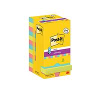 Post-it Z-Notes Autocollantes Super Sticky, Pack Promo de 8 Blocs + 4 GRATUITS, 90 Feuilles par Bloc, 76 mm x 76 mm - Feuillets Super Adhésifs pour Prise de Notes, Listes de Tâches et Rappels