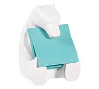 Post-it Dévidoir ours – Z-Notes repositionnables 76 x 76 mm – bloc 90 feuilles bleues offert – blanc