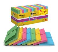 Post-it - Blocs autocollants Super Sticky R330S16 - lot de 16 x 90 76x76 mm (bleu/jaune/rose/vert)