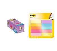 Post-it Z-Super Sticky Lot de 16 Blocs de Notes repositionnables 76 x 76 mm Néon & Post-it Pack de Marque-pages 10x50 X 15mm x 50mm Couleurs Assorties lot de 10