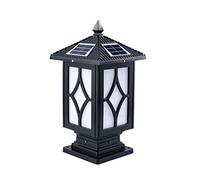 Post Light Solar Post Cap Lamp LED Outdoor Post Lantern Waterproof Lawn Landscape Lamp Post with Remote Control Adjustable for Garden Post Deck Patio Decor Or Fence Decoration (Black 20 * 50cm)
