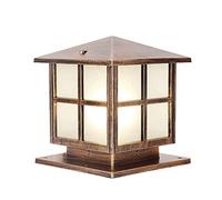 Post Light Waterproof Outdoor Lamp Post Light Fixture Modern Exterior Pole Lantern LED Bulb Headlights Exterior Post Light Fixture Fence Pillar Lamp Pier Mount Base for Garden Patio Pathway (Brass 25cm)