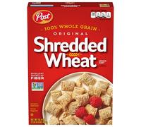 Post Lot de 6 boîtes de céréales originales de blé déchiqueté, grains entiers, sans OGM, céréales de petit-déjeuner saines pour le cœur, 475 ml