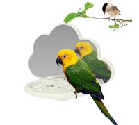 Postbird Mirror - Support pour cockatiel, miroir pour perruche, accessoires de cage - Cintre Loro avec une tasse de nourriture, idéal pour les oiseaux d'entreprise