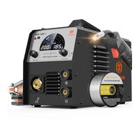 Poste à souder MIG HZXVOGEN 185 A, 110 V/220 V, MIG à fil fourré, MIG gaz/sans gaz/MMA/Lift TIG, Stick 4 en 1 IGBT Inverter Synergy, poste à souder multi-processus, grand écran LED