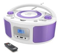Poste CD Enfant, WISCENT Radio FM Lecteur CD Portable Boombox (avec Bluetooth,Radio FM,USB,AUX,Prise Casque) Lecteur CD Enfant