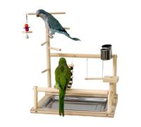 Poste de Jeux pour perroquets - Aire de Jeux pour Oiseaux, Salle de Sport pour Jeux d'oiseaux | Parc pour Perche en Bois Gymnase avec balançoires échelle Jouets cintres en Bois Naturel pour