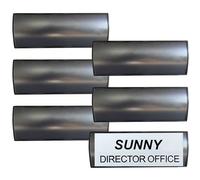 Poste de plaque de nom pour mur, 6pcs 8x3.1inch Moup support en aluminium ALLIAGE CURVE PLAQUES DES PORTES, porte-panneaux porte pour affaires bureau (noir)