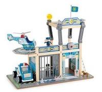 Hape E3050 - Station de Police en Bois à Deux Niveaux avec Cellule de Prison, Figurines et Accessoires, 3 Ans et Plus, Metro dept playset