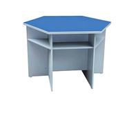 Poste de travail de bureau d'ordinateur hexagonal, table de ollaborative avec étagères de rangement intégrées et plateau for clavier, for école, laboratoire et laboratoire informatique(A-60cm)