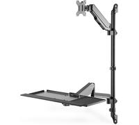Poste De Travail Debout/Assis - Support D'Écran & Support De Clavier & Support De Pc - Montage Mural - 2X Vérins À Gaz - 1 Écran - Jusqu'À 32 Pouces - Vesa 75X75, 100X100 - Noir