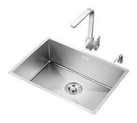 Poste de travail d'évier de cuisine encastrable en acier inoxydable avec accessoires de robinet et design utilitaire - Parfait pour un usage domestique et professionnel