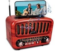 Poste Radio Portable avec Haut-Parleur Bluetooth, AM/FM/SW Petite Radio Vintage avec Haut-Parleur 5W et Bluetooth 5.0, Transistor Haut-Parleur avec Fonction USB/TF/AUX (Rouge)