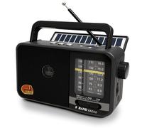 Poste Radio Portable avec Panneau Solaire & Batterie 1200mAh, Récepteur AM/FM/SW avec 8W Haut-Parleur/TWS/USB/TF, Transistor Radio a Pile luetooth pour Camping, Urgences et Extérieures (Gris)