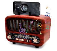 Poste Radio Vintage, Radio Portable AM/FM/SW Radio Bluetooth 5.0, Radio Nostalgie Petite, Supporte USB/TF/AUX, Fonction, Radio de Cuisine avec Grand Haut-Parleur 5 W (A)