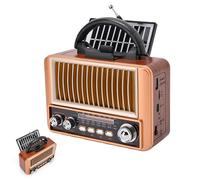 Poste Radio Vintage, Radio Rétro Portable, Radio Portable avec Bluetooth, Haut-Parleur Bluetooth AM/FM/SW, Batterie Rechargeable et Panneau Solaire, pour Randonnée, Camping, Chambre ou Le Bureau.