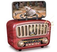 Poste Radio Vintage Rétro, PRUNUS J-180 AM/SW/FM Radio Portable Rechargeable avec Batterie 1800mAh, Bluetooth 5.0, Grand Haut-Parleur 5W, Fonction USB/TF/AUX