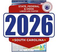 Poster 2024 de la Caroline du Sud et des lois fédérales du travail - Conforme à l'OSHA sur le lieu de travail comprend des mises à jour FLSA FMLA et EEOC - Tout en un - 61 x 91,4 cm - Laminé (anglais)
