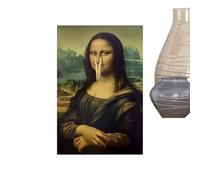 Poster - 30x40cm Tableau De La Joconde Poster Mona Lisa Humour Décoration Murale Pour Salle De Bains Parodie De La Mona Lisa Décoration Murale Ironique Pour Salles De Bain, Toilettes D'invités