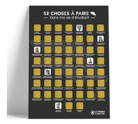 Poster à gratter 52 expériences à vivre - Vie étudiante - Format A3 - Encre à gratter dorée agréable et sans traces - Décoration appartement étudiant - Idée cadeau pour étudiant
