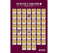 Poster à gratter 52 plats à déguster - tour du monde culinaire - Format A3 - Encre à gratter dorée agréable et sans traces - Cuisine du monde - Idée cadeau cuisine