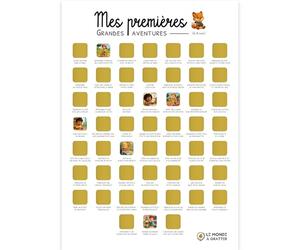 Poster à gratter 6-8 ans - 52 grandes aventures - Format A3 - Encre dorée sans trace - Jeu éducatif - CP CE1 CE2 - Idée cadeau enfant