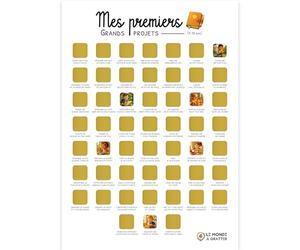 Poster à gratter 9-12 ans - 52 grands projets - Format A3 - Encre dorée sans trace - Jeu éducatif CM1 CM2 6e - Idée cadeau pré-ado