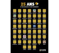 Poster à gratter anniversaire 25 ans - Format A3 - Encre à gratter dorée agréable et sans traces - 52 activités à vivre pleinement - Cadeau 25 ans fille/garçon