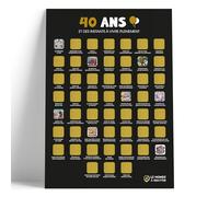 Poster à gratter anniversaire 40 ans - Format A3 - Encre à gratter dorée agréable et sans traces - 52 activités à vivre pleinement - Cadeau 40 ans femme/homme