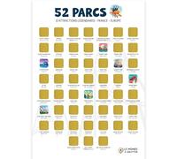 Poster à gratter Parcs d’attractions - 52 parcs légendaires en Europe - Format A3 - Encre dorée sans trace - Bucket list parcs - Idée cadeau fans de sensations fortes