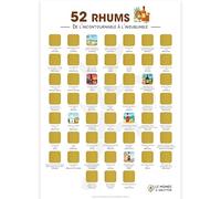 Poster à gratter rhum - 52 rhums du monde - Format A3 - Encre dorée sans trace - Bucket list dégustation & déco bar - Idée cadeau amateur de rhum