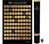 Poster à Gratter Top 100 Films Facile à Encadrer - Poster de Cultes Film Grattable - Liste des Cinema Must-See - Poster à Gratter avec Accessoires - Scratch off Poster Top 100 Movies