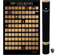 Poster à Gratter Top 100 Livres Facile à Encadrer - Les Livres à Lire Absolument - Liste de Lecture à Gratter 61x41 cm avec Accessoires & Grattoir - Top 100 Books Scartch off Poster