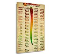 Poster à l'échelle de Scoville - Art mural encadré - Impression sur toile - Diagramme alimentaire - Peinture - Connaissances - Décoration murale - Poivrons classés vintage - Unités thermiques Scoville