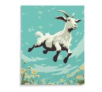 Poster à suspendre en coton et lin de chèvre Frolic - Œuvre d'art murale encadrée pour salon, chambre à coucher, décoration murale d'intérieur - Dimensions : 50 x 40 cm