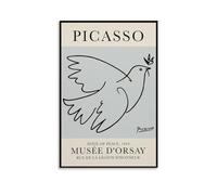 Poster abstrait de lignes Picasso - Colombe de la paix - Impression sur toile - Décoration murale moderne pour chambre à coucher - 30 x 45 cm