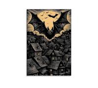 Poster abstrait rétro avec chauve-souris - Art vintage - Décoration esthétique pour salon, chambre d'enfant, dortoir, café, salle de bain, convient pour chambre à coucher, salle de sport, style