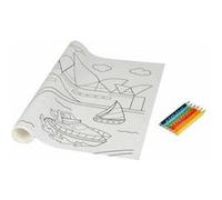 Homéa, Poster Adhesif à Colorier Voyage 206 x 30 cm avec 6 Crayons de Couleurs Inclus