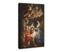 Poster Adoration of The Shepherds Peter Paul Rubens - Décoration murale décorative sur toile - Décoration murale - Cadre cadeau - 50 x 75 cm