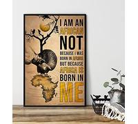 Poster Africa Is Born In Me - Art africain - Noir - Poster Afrique Amérique - Affiche d'art Afrique - Affiche Melanin - Plaque en métal pour la maison, la cuisine - Décoration murale - 20,3 x 30,5 cm