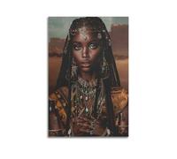 Poster Afro-Américain Femme Noire Art mural Afro American Girl Portrait Femme Noire Beauté Peinture Afrocentrique Lady Art mural Décoration pour chambre Poster Peinture décorative sur toile